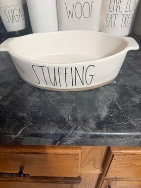Rae Dunn Cream Ceramic 'STUFFING' Baking Dish